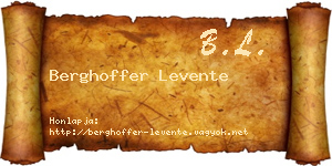 Berghoffer Levente névjegykártya
